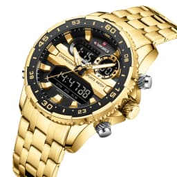 NAVIFORCE Fashion Brand Black Gold Men Watch Fashion Luxury Quartz Wrist Watches Sport Waterproof Stainless Steel Strap NF9234