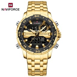 NAVIFORCE Fashion Brand Black Gold Men Watch Fashion Luxury Quartz Wrist Watches Sport Waterproof Stainless Steel Strap NF9234