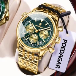 POEDAGAR Business Men's Wristwatch Waterproof Luminous Date Chronograph Luxury Man Watch Quartz Stainless Steel Watches For Men