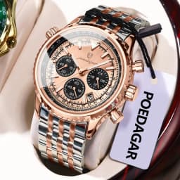 POEDAGAR Business Men's Wristwatch Waterproof Luminous Date Chronograph Luxury Man Watch Quartz Stainless Steel Watches For Men
