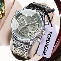 POEDAGAR Business Men's Wristwatch Waterproof Luminous Date Chronograph Luxury Man Watch Quartz Stainless Steel Watches For Men