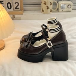 Platform Thick High Women Mary Jane Shoes Ladies Concise Outdoor Pumps Spring Autumn Women's Dress Leather Shoes