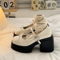 Platform Thick High Women Mary Jane Shoes Ladies Concise Outdoor Pumps Spring Autumn Women's Dress Leather Shoes