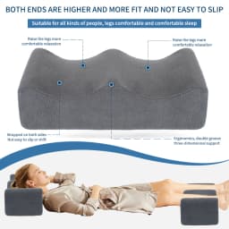 Leg Pillows, Relief Waist Pain Leg Cushion, Sleeping Leg Raiser for Bed, Sofa, Lounge Chairs, Bottom Anti-Slip & Two Fixed Bands