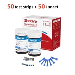 Sinocare Safe Accu2 Blood Glucose Meter Blood Sugar Test Kit Diabetes Home Glucometer with 50pcs Strips or only strips