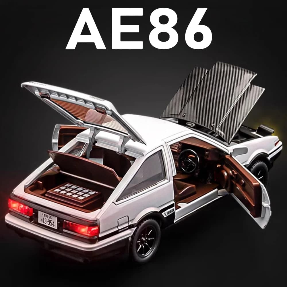 1:30 Scale Initial D AE86 Toy Car Model Alloy Body Rubber Tire Shock Absorption Pull Back Simulation Vehicles Boys Birthday Gift