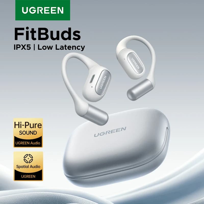 UGREEN FitBuds Open-Ear Headphones Earphones, Ear-hook TWS True-Wireless Bluetooth 6.0 Wireless Earbuds, Spatial Audio, 30H play