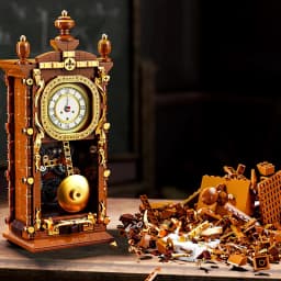 Swinging Retro Mechanical Pendulum Clock Building Blocks - 751 Pcs 3D Model Kit for Adults, Unique Home Decor Gift Idea