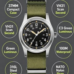 MILITREK 2025 New Military 37mm VH31 Men's Quartz Watch AR Sapphire Stainless Steel Waterproof 10Bar Luminous C3 Reloj Hombre