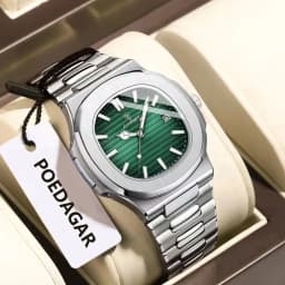 POEDAGAR Original Square Men Wristwatch Date Waterproof Stainless Steel Luminous Man Watch Fashion Business Quartz Men's Watches