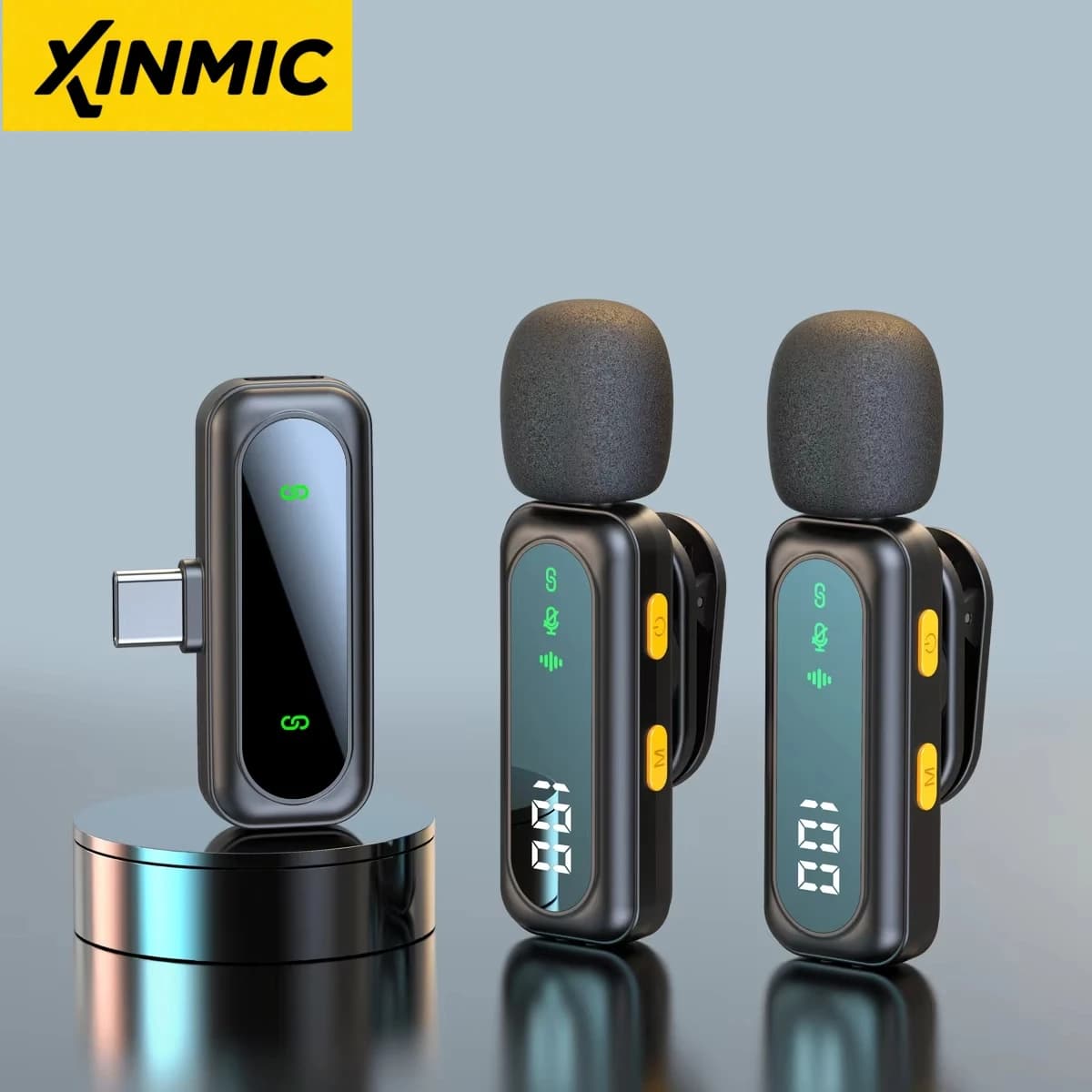 J21 Wireless Lavalier Lapel Microphone Audio Video Recording Mini Mic for iPhone Android Mic Portable Noise Reduction Vlog Live
