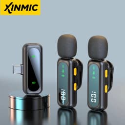J21 Wireless Lavalier Lapel Microphone Audio Video Recording Mini Mic for iPhone Android Mic Portable Noise Reduction Vlog Live