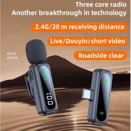 J21 Wireless Lavalier Lapel Microphone Audio Video Recording Mini Mic for iPhone Android Mic Portable Noise Reduction Vlog Live