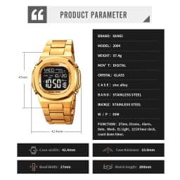 SKMEI 2004 Luxury Digital Watch for Men Sport Calendar Steel Waterproof Electronic Men Wristwatches Led Alarm Clock Reloj Hombre