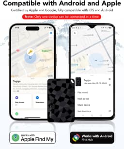 Smart Wallet Tracker Rechargeable Dual System Item Finder Compatible with Apple Find My & Android "Find Hub Device" APP