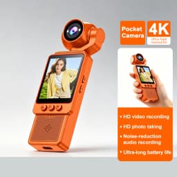 4K HD WiFi Pocket Camera with Night Vision Video and Audio Recording Chest-Mounted Bike Dashcam 270-Degree Rotating Lens