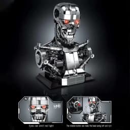 1469PCS Mecha Skull Skeleton Robot Building Blocks Movie T800 Bust Figures Model Desktop Ornament Construction Bricks Toys Gift
