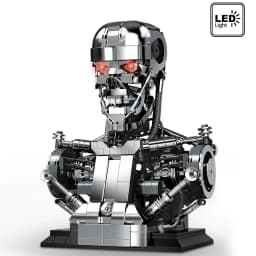 1469PCS Mecha Skull Skeleton Robot Building Blocks Movie T800 Bust Figures Model Desktop Ornament Construction Bricks Toys Gift