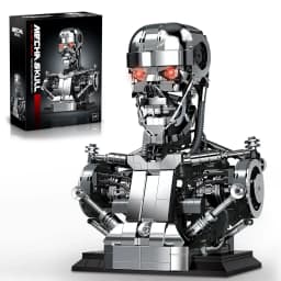 1469PCS Mecha Skull Skeleton Robot Building Blocks Movie T800 Bust Figures Model Desktop Ornament Construction Bricks Toys Gift