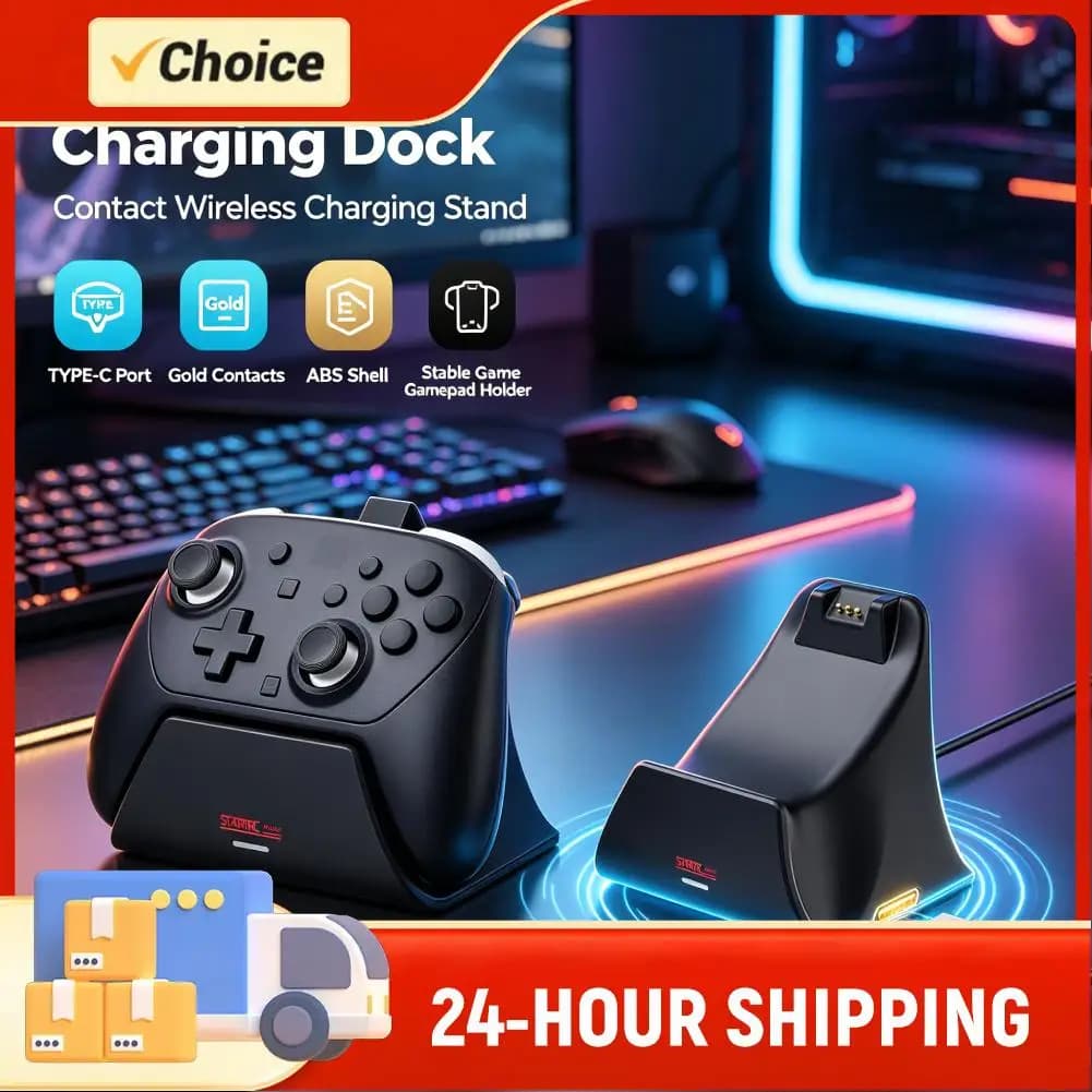 Gamepad Charger Dock Compatible for Switch 2 Pro Controller Controller Charging Dock Charging Stand W/ LED Indicator & Adapter