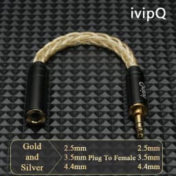 IvipQ Adapter Cable 2.5/3.5/4.4mm Male To 2.5/3.5/4.4mm Female Male to Male 8 Core Gold+Silver Balanced Audio Conversion Cable