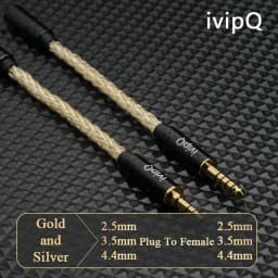 IvipQ Adapter Cable 2.5/3.5/4.4mm Male To 2.5/3.5/4.4mm Female Male to Male 8 Core Gold+Silver Balanced Audio Conversion Cable