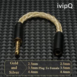 IvipQ Adapter Cable 2.5/3.5/4.4mm Male To 2.5/3.5/4.4mm Female Male to Male 8 Core Gold+Silver Balanced Audio Conversion Cable