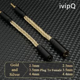 IvipQ Adapter Cable 2.5/3.5/4.4mm Male To 2.5/3.5/4.4mm Female Male to Male 8 Core Gold+Silver Balanced Audio Conversion Cable