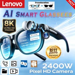 Lenovo 2400MP AI Remote Control Smart Recording Camera Glasses Voice Assistant Translator Wireless Bluetooth óculos inteligente