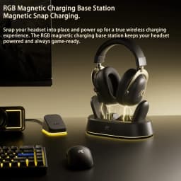 MCHOSE V9 Turbo+ 7.1 Surround Sound Magnetic Wireless Gaming Headset90° Swivel Ear Cups 60mm Low Latency RGB Magnetic Charging