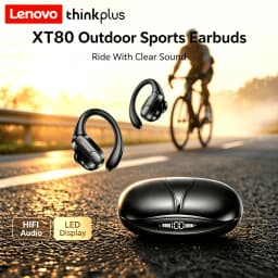 Original Lenovo XT80 Sports Wireless Earphones with Mics, LED Power Display,Hifi Stereo Sound Bluetooth 5.3 TWS HeadphHeadphones