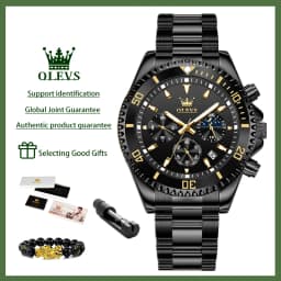 OLEVS 2870 Men's Watches Moon Phase Steel Calendar Chronograph Original Quartz Watch Big Rota Dial Luxury Sports Wristwatches