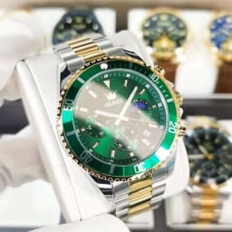 OLEVS 2870 Men's Watches Moon Phase Steel Calendar Chronograph Original Quartz Watch Big Rota Dial Luxury Sports Wristwatches