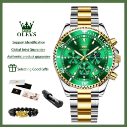 OLEVS 2870 Men's Watches Moon Phase Steel Calendar Chronograph Original Quartz Watch Big Rota Dial Luxury Sports Wristwatches