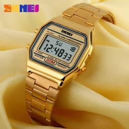 SKMEI 1123 Digital Sports Watch for Men Luxury Stainless Steel Electron Waterproof Mens Wristwatches Clock 1328 Reloj Hombre