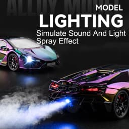 1:24 Scale REVUELTO Miniature Model Toy Sports Cars Alloy Diecast Supercars Sound Light Doors Opened Pull Back for Kids Gifts
