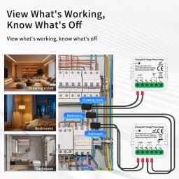 Tuya WiFi Energy Smart Meter 1CH 2CH 80A Current Transformer Clamp Monitor Solar PV System Power Production Consumption Monitor
