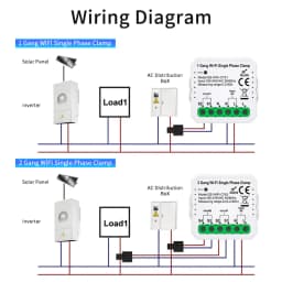 Tuya WiFi Energy Smart Meter 1CH 2CH 80A Current Transformer Clamp Monitor Solar PV System Power Production Consumption Monitor