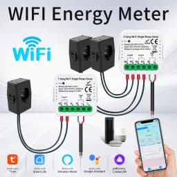 Tuya WiFi Energy Smart Meter 1CH 2CH 80A Current Transformer Clamp Monitor Solar PV System Power Production Consumption Monitor