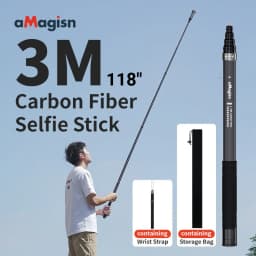 aMagisn 1.2M/3M Invisible Selfie Stick Freely Retractable Carbon Fiber Extended For Gopro Max / Insta360 X3 X4 X5 Accessories