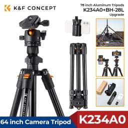 K&F CONCEPT 64 inch Camera Tripod with Ball Head for Cellphone Live Vlog 8kg Load K234A0+BH-28L Lightweight Outdoor DSLR Tripods