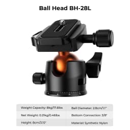 K&F CONCEPT 64 inch Camera Tripod with Ball Head for Cellphone Live Vlog 8kg Load K234A0+BH-28L Lightweight Outdoor DSLR Tripods