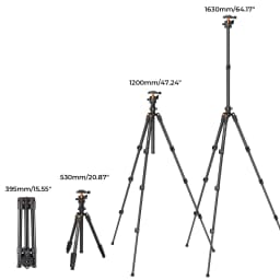 K&F CONCEPT 64 inch Camera Tripod with Ball Head for Cellphone Live Vlog 8kg Load K234A0+BH-28L Lightweight Outdoor DSLR Tripods