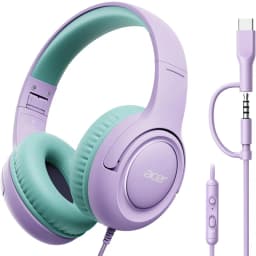 Acer HK03 Kids Wired Headphones for School 85/94dB Volume Limiter 3.5mm Jack Foldable Stereo Sound Headset for Girls Boy Gifts