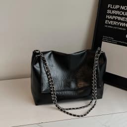 Simple Versatile Pu Leather Shoulder Bags for Women Large Capacity Ladies Chain Work Tote Bag College Style Girls Class Handbags