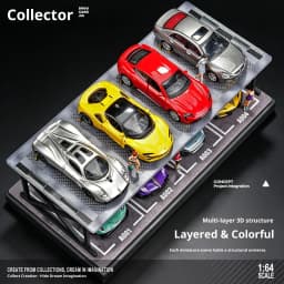 Collector 1:64 Scale Two-Story Parking Garage Diorama – Snap-Fit Assembly with Dust-Proof Cover & LED Lights, Storage Display