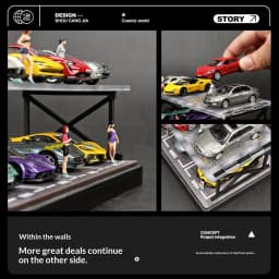 Collector 1:64 Scale Two-Story Parking Garage Diorama – Snap-Fit Assembly with Dust-Proof Cover & LED Lights, Storage Display