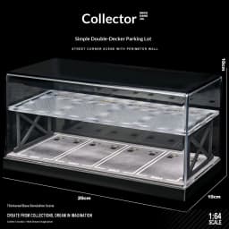 Collector 1:64 Scale Two-Story Parking Garage Diorama – Snap-Fit Assembly with Dust-Proof Cover & LED Lights, Storage Display
