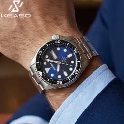 KEASO Top Mens Dive Watch MIYOTA 2035 Quartz Movement C3 Super Luminous Sports 316L Solid Steel 200M Waterproof Sapphire Watch
