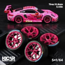 1/64 Model Car Wheels with Rubber Tires Dynamic Bearing Resin Rims 10.8mm Diameter Parts for MINIGT Diecast Model Cars